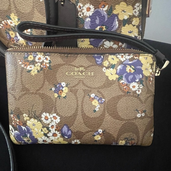 Coach Brown and Purple Floral Crossbody Bag - Picture 2 of 3